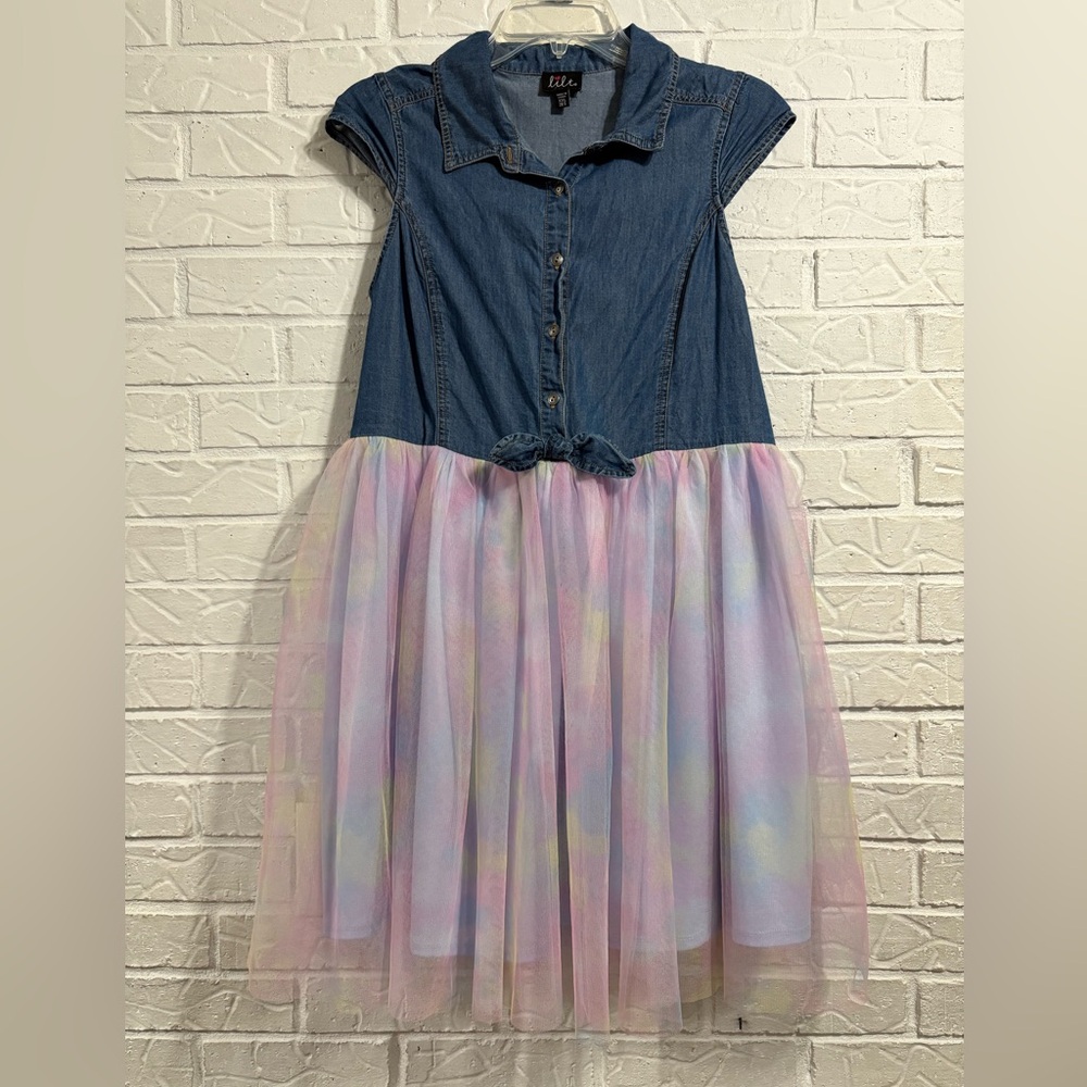 Lilt Denim Bodice and Pastel Tulle Skirt Kids Dress